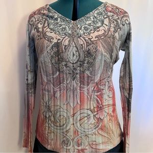 One World Long Sleeve, V-neck, Ribbed Sweater